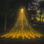 10LM 350 LED Star Waterfall Light Noth Christmas String Lights Outdoor Meteor Light, Plug Specs: Spina UE (luce bianca calda)
