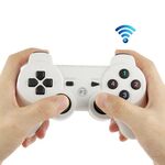Controller wireless Double Shock III, Manette Sans Fil Double Shock III per Sony PS3, con azione di vibrazione (con logo) (bianco)