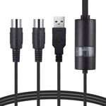 WERSI UM-18 Cavo MIDI USB Cavo MIDI MidiPort Piano elettrico Batteria elettronica Linea di editing musicale, Lunghezza: 2 m (Nero)