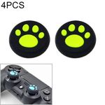 4 pezzi Custodia protettiva in silicone per zampa di gatto carino per joystick per gamepad PS4 / PS3 / PS2 / XBOX360 / XBOXONE / WIIU (verde)