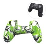 Custodia protettiva in silicone antiscivolo per Sony PS4 (nero + verde)