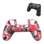 Custodia protettiva in silicone antiscivolo per Sony PS4 (rosso + nero)