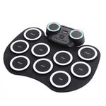 Tamburo elettronico portatile con tamburo elettronico a luce lampeggiante (nero bianco)