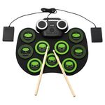Tamburo elettronico portatile con tamburo elettronico a luce lampeggiante Tamburo Bluetooth (versione icona + nero verde)