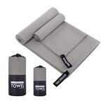 Asciugamano sportivo assorbente ad asciugatura rapida Asciugamano da bagno in microfibra 76x152 cm (sacchetto a rete rotonda grigio)