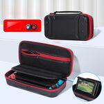Borsa per custodia protettiva per sacchetto di stoccaggio EVA portatile con funzione supporto per console di commutazione Nintendo, Dimensioni: 26x12.5x7cm (nero rosso)