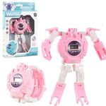 3 PC Orologio elettronico per bambini Orologio giocattolo robot deformazione dei cartoni animati (rosa)