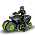 Motocicletta con telecomando 2.4G Motocicletta fuoristrada rotante ad alta velocità con tracciamento laterale (nero verde)