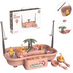 Play House Bambini Educational Ciclo elettrico Stazione di pesca rotante Set di giochi acquatici estivi, Colore: Rosa 3 Pesci 3 Anatra