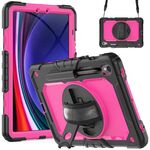 Per Samsung Galaxy Tab S9 / S8 / S7 Custodia in silicone + tablet PC (nero + rosa rossa)