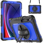 Per Samsung Galaxy Tab S9 / S8 / S7 Custodia in silicone + tablet PC (nero + blu scuro)