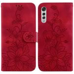 Custodia per telefono in pelle goffrata Lily per LG Velvet 4G / 5G / G9 (rossa)