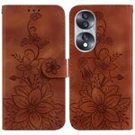 Custodia per telefono in pelle goffrata Lily per Honor 70 (marrone)