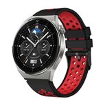 Per Huawei Watch GT3 Pro 46mm cinturino in silicone bicolore con foro tondo (nero rosso)