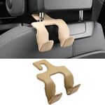 Supporto per telefono cellulare per poggiatesta posteriore in acciaio inossidabile con doppio gancio per auto (beige)