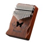 17 tono Acacia Wood Thumb Piano Kalimba Strumenti musicali (Caffettiera-farfalla)