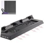 Supporto di ricarica USB Dual Cooling Fan Controller Stand Cooler per PS4 Console Cooler (nero)
