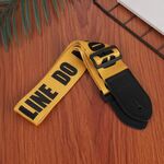 Tracolla per chitarra ukulele stampata 3 pezzi, lunghezza: 85-135 cm (giallo e lettera)