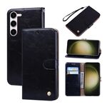Per Samsung Galaxy S23 + 5G Custodia per telefono in pelle con trama cerata a olio (nera)