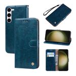 Per Samsung Galaxy S23 5G Custodia per telefono in pelle con trama cerata ad olio (blu)