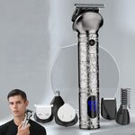 Tagliacapelli multifunzionale da uomo 6 in 1 in metallo (grigio argento)