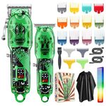 Set di tagliacapelli Testa di olio per il corpo trasparente Tosatrice elettrica per uomo Spingitore elettrico per la casa (forbici verde)