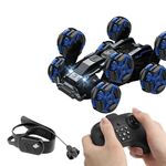 DM-558 Auto telecomandata per acrobazie acrobatiche a otto ruote, specifica: doppio controllo (blu)
