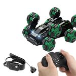DM-558 Auto telecomandata a spruzzo per acrobazie a otto ruote, specifica: doppio controllo (verde)