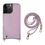 Per iPhone 13 Pro Max Fish Tail Card Slot PU + Custodia per telefono in TPU con cordino lungo (viola)