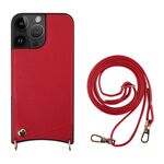 Per iPhone 13 Pro Max Fish Tail Card Slot PU + Custodia per telefono in TPU con cordino lungo (rosso)