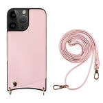 Per iPhone 13 Pro Max Fish Tail Card Slot PU + Custodia per telefono in TPU con cordino lungo (rosa)