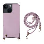 Per iPhone 13 Fish Tail Card Slot PU + Custodia per telefono in TPU con cordino lungo (viola)