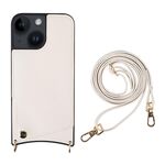 Per iPhone 13 Fish Tail Card Slot PU + Custodia per telefono in TPU con cordino lungo (bianco)