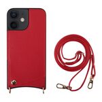 Per iPhone 12/12 Pro Fish Tail Card Slot PU + Custodia per telefono in TPU con cordino lungo (rosso)