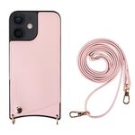 Per iPhone 12/12 Pro Fish Tail Card Slot PU + Custodia per telefono in TPU con cordino lungo (rosa)