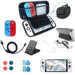 Consolle di gioco Crystal Shell Telecoming Temping Cap Temperato Stoccaggio del film Set per interruttore console OLED Borsa di stoccaggio bianco 16 in 1