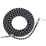 Cavo di collegamento per chitarra Cavo per chitarra acustica a gomito con riduzione del rumore, dimensioni: 6 m (nero bianco)