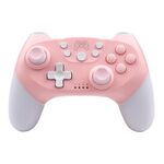 Per Nintendo Switch Pro Maniglia Bluetooth wireless con programmazione macro e risveglio somatosensoriale (bianco rosa)