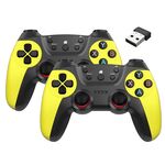 KM-029 2.4G Uno per due doppi Controller wireless Supporto PC / Linux / Android / TVbox (giallo limone)