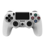 Per controller di gioco Bluetooth wireless PS4 con maniglia di gioco a doppia vibrazione con striscia luminosa (bianco)