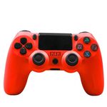 Per controller di gioco Bluetooth wireless PS4 con maniglia di gioco a doppia vibrazione con striscia luminosa (rosso)