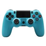 Per controller di gioco Bluetooth wireless PS4 con maniglia di gioco a doppia vibrazione con striscia luminosa (blu)