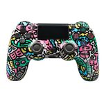 Per controller di gioco Bluetooth wireless PS4 con maniglia di gioco a doppia vibrazione con striscia luminosa (lettera)