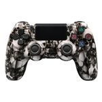 Per controller di gioco Bluetooth wireless PS4 con maniglia di gioco a doppia vibrazione con striscia luminosa (scheletro)