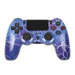 Per controller di gioco Bluetooth wireless PS4 con maniglia di gioco a doppia vibrazione con striscia luminosa (fulmine)