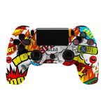 Per controller di gioco Bluetooth wireless PS4 con maniglia di gioco a doppia vibrazione con striscia luminosa (fiamma)