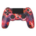 Per controller di gioco Bluetooth wireless PS4 con maniglia di gioco a doppia vibrazione con striscia luminosa (stella rossa)