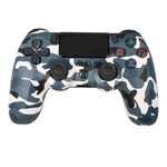 Per controller di gioco Bluetooth wireless PS4 con maniglia di gioco a doppia vibrazione con striscia luminosa (blu mimetico)