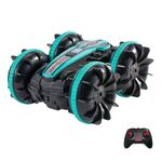 2.4G anfibio acrobatico telecomando auto a doppia faccia rotolamento guida giocattoli elettrici per bambini (verde)