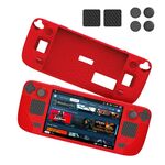 JYS JYS-SD011 Per Steam Deck 7 pz/set Custodia in silicone host con cappuccio joystick + set di adesivi touch board (rosso)